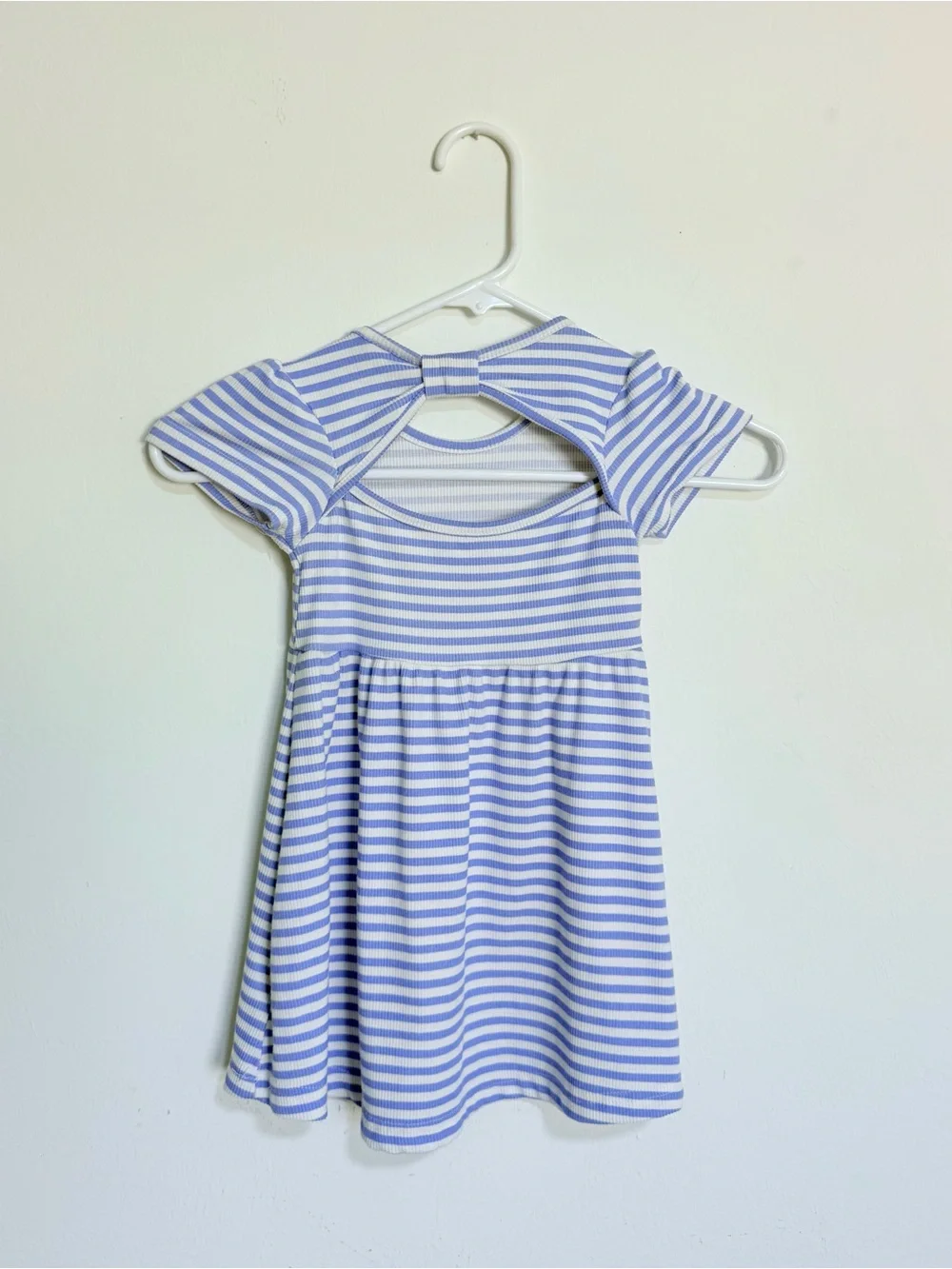 Macy’s Toddler Girl picapino Blue and White Striped Dress with Back Keyhole Bow
